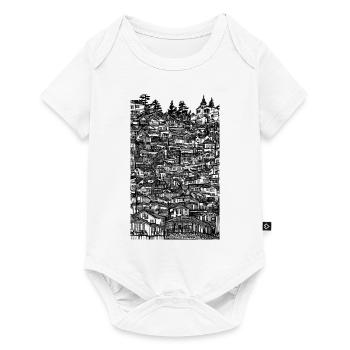 Dense & detailed village ink skecth - Baby Premium short-sleeve bodysuit - white - Front