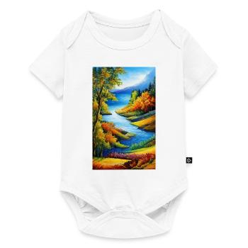 Scène de nature à l’aquarelle sereine en automne - Body à manches courtes Premium Bébé - blanc - Devant