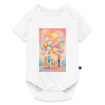 Papas et filles en ballons pastel - Body à manches courtes Premium Bébé - blanc - Devant