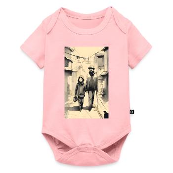 Croquis à l’encre de rue père et fille - Body à manches courtes Premium Bébé - rose - Devant