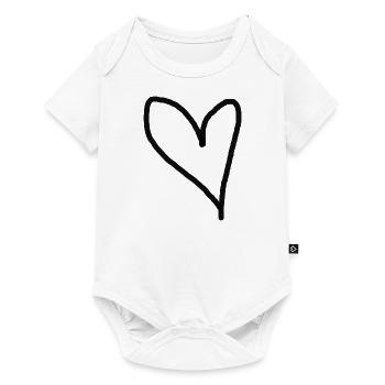 Coeur Noir Idée Cadeau Amour Amoureux - Body à manches courtes Premium Bébé - blanc - Devant