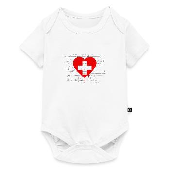 Suisse Flag Croix Vintage Occasion Look Suisse - Body à manches courtes Premium Bébé - blanc - Devant