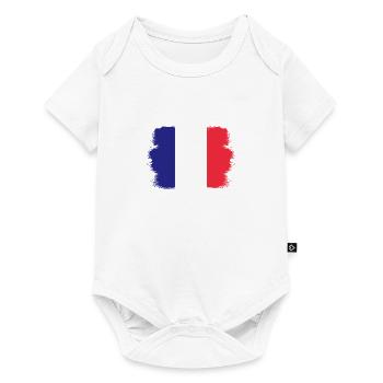 France Drapeau utilisé Look Drapeau français - Body à manches courtes Premium Bébé - blanc - Devant