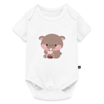 Boba Moo Deng Hippo - Baby Premium short-sleeve bodysuit - white - Front