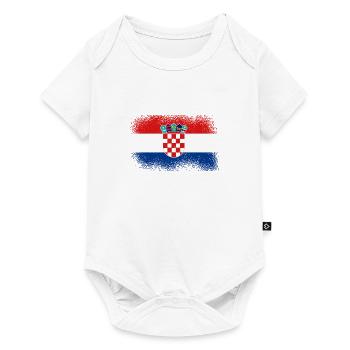 Drapeau de la Croatie Adriatique Zagreb Drapeau croate - Body à manches courtes Premium Bébé - blanc - Devant