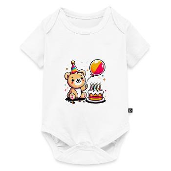 Bear Kid Celebrating Birthday - Baby Premium Kurzarmbody - Weiß - Vorne