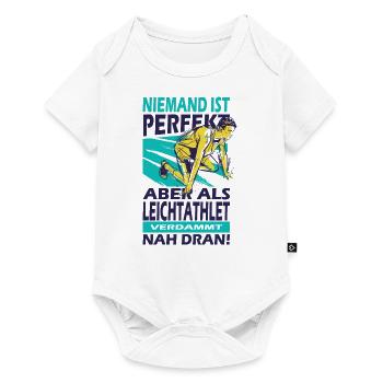 Niemand ist perfekt aber als Leichtathlet nah dran - Baby Premium Kurzarmbody - Weiß - Vorne