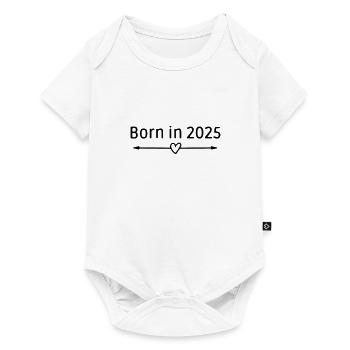 Born in 2025 - Baby Premium Kurzarmbody - Weiß - Vorne