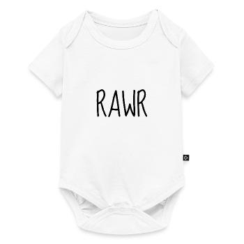 Rawr Lustiger Spruch Geschenk Geschenkidee Dino - Baby Premium Kurzarmbody - Weiß - Vorne