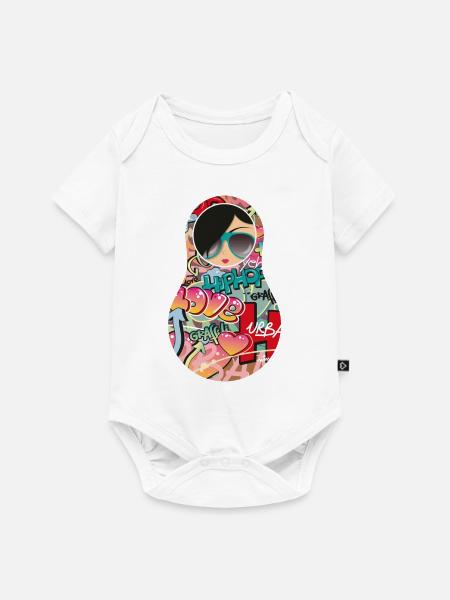 Matroschka Nina - Baby Premium Kurzarmbody - Weiß