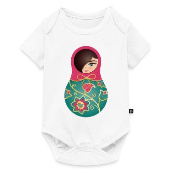Matroschka Helena (rosa/grün) - Baby Premium Kurzarmbody - Weiß - Vorne