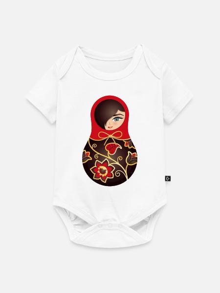 Matroschka Helena - Baby Premium Kurzarmbody - Weiß