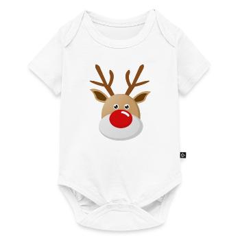 Rudolf reindeer with the red nose Christmas - Baby Premium short-sleeve bodysuit - white - Front
