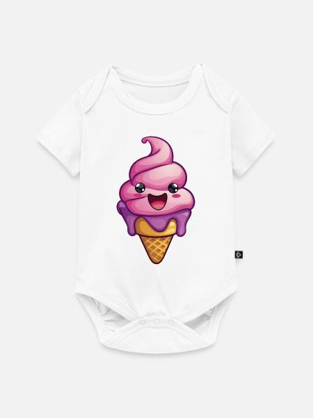 Lächelnde Eiskreation - Baby Premium Kurzarmbody - Weiß