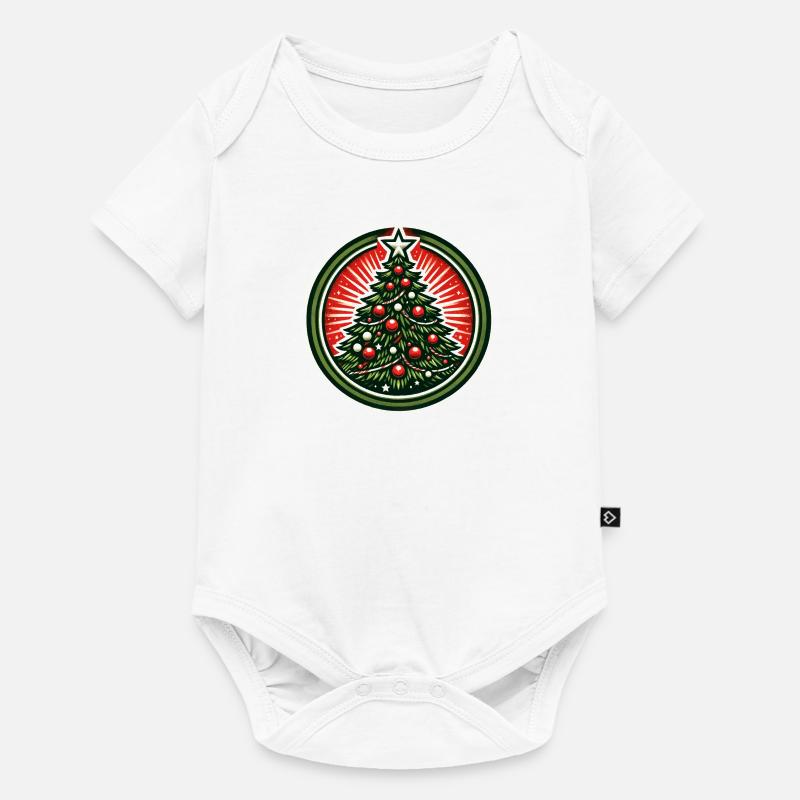 Weihnachtsbaum-Abzeichen - Baby Premium Kurzarmbody - Weiß