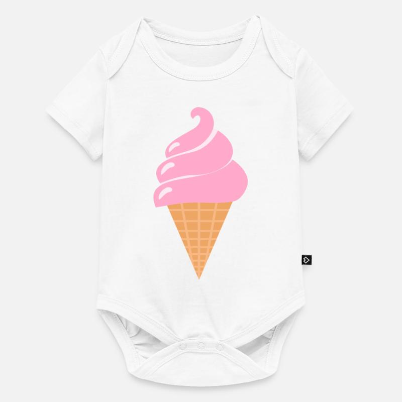 Softeis Eis - Rosa Sommer Eis - Baby Premium Kurzarmbody - Weiß