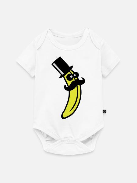 Sir Mustache Banana - Baby Premium Kurzarmbody - Weiß