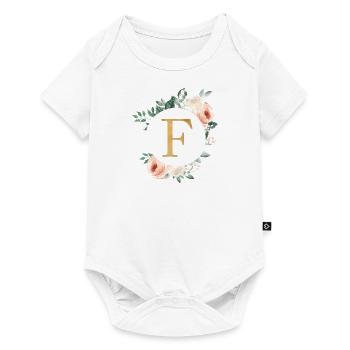 F Monogramme Vert, Pastel, Couronne - Body à manches courtes Premium Bébé - blanc - Devant