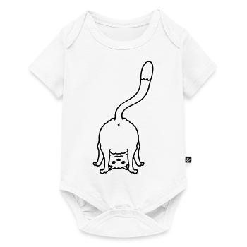 Funny Cat From Behind Shows Backside Ass Fun - Baby Premium short-sleeve bodysuit - white - Front