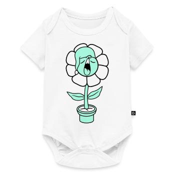 Yawning Tired Sleepy Head Flower Face Flower Pot - Baby Premium short-sleeve bodysuit - white - Front