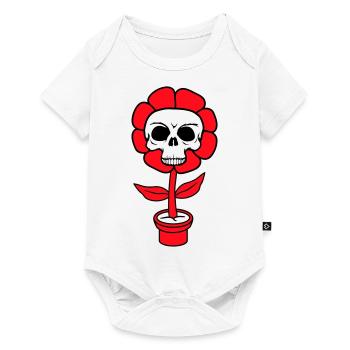 Evil Halloween Flower Skull Skull Horror Pot - Baby Premium short-sleeve bodysuit - white - Front