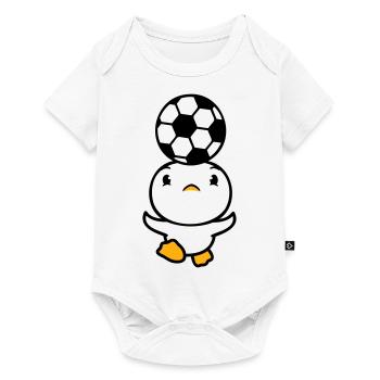 canard jouant football tête tête ballon équilibre tête - Body à manches courtes Premium Bébé - blanc - Devant