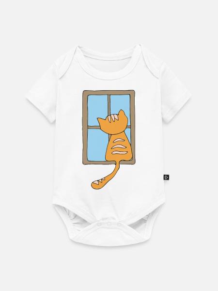 katze am fenster - Baby Premium Kurzarmbody - Weiß