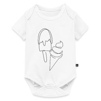 "IceIce (Baby)" Sommer Lineart Eis / Ice Cream - Baby Premium Kurzarmbody - Weiß - Vorne