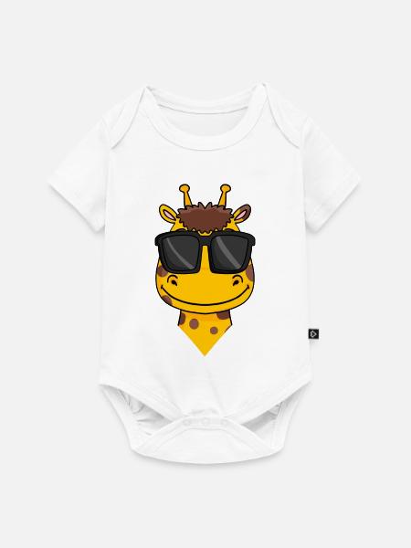 Giraffe mit Brille - Baby Premium Kurzarmbody - Weiß