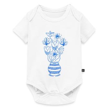 Linien-Blumenstrauß mit Stern - Baby Premium Kurzarmbody - Weiß - Vorne
