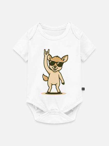 Waldrand-Rocker Rehkitz - Baby Premium Kurzarmbody - Weiß