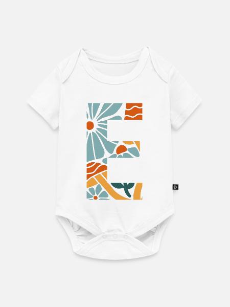 Buchstabe e Blumen groovy Geschenkidee - Baby Premium Kurzarmbody - Weiß