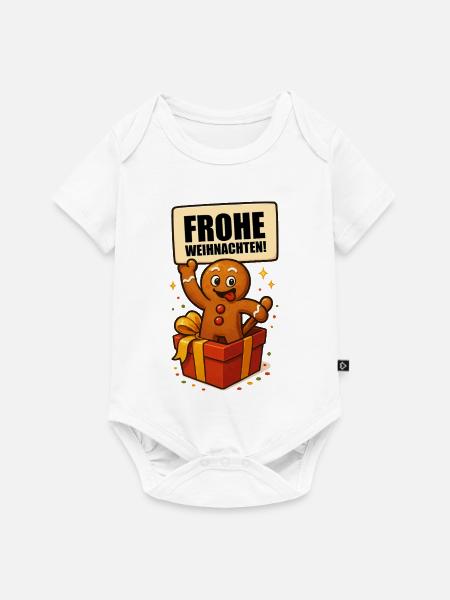 Lebkuchenmann Frohe Weihnachten - Baby Premium Kurzarmbody - Weiß