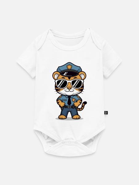 Tiger Polizist Sonnenbrille - Baby Premium Kurzarmbody - Weiß