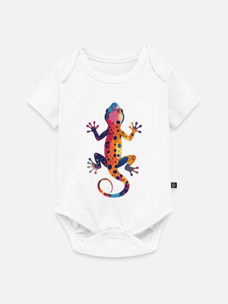 Gecko Farbenspiel Spritzer bunte Eidechse Kunst - Baby Premium Kurzarmbody - Weiß