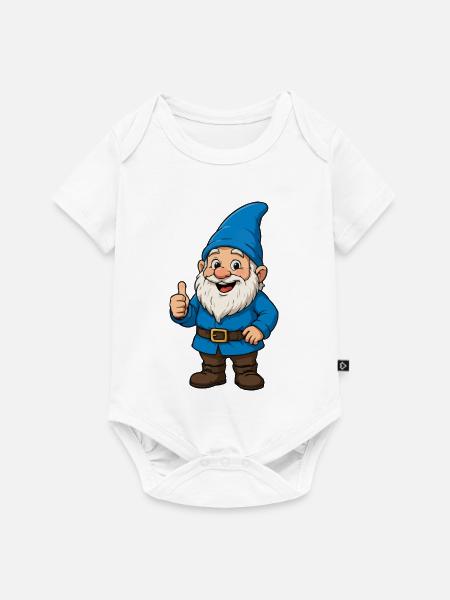 Blauer Gartenzwerg Daumenhoch - Baby Premium Kurzarmbody - Weiß