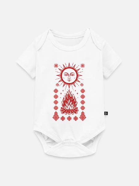 Noc Kupaly Feuersonne - Baby Premium Kurzarmbody - Weiß