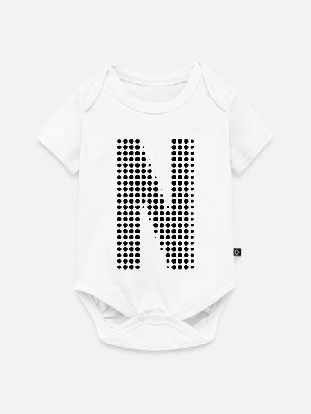 Buchstabe N – Punktmuster Initial Design - Baby Premium Kurzarmbody - Weiß