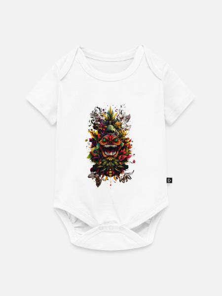 Psychedelischer Blütenkronen-Totem - Baby Premium Kurzarmbody - Weiß