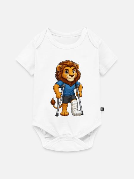Löwenheld mit Krücken - Baby Premium Kurzarmbody - Weiß