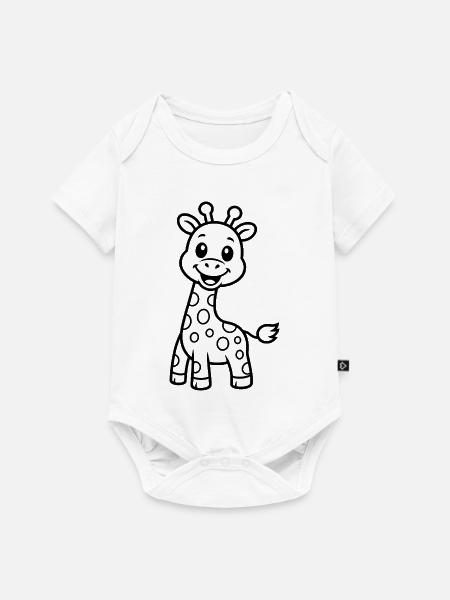 Süße Giraffe Kinder Tiermotiv - Baby Premium Kurzarmbody - Weiß