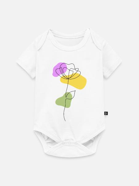 Lineart Blume mit Pastellformen - Baby Premium Kurzarmbody - Weiß