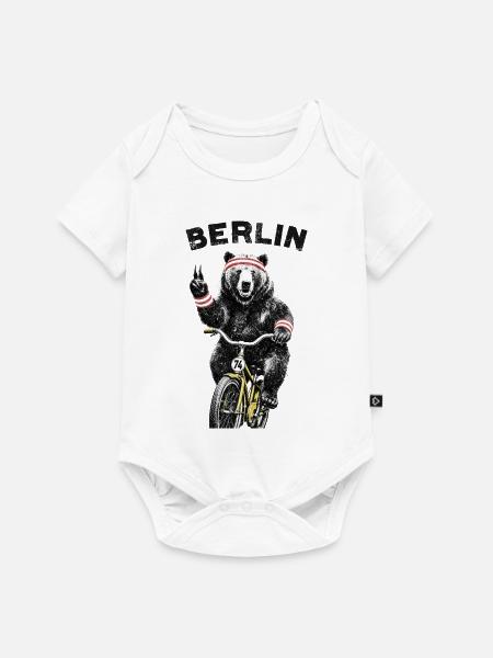 Berlin Bär auf Fahrrad - Baby Premium Kurzarmbody - Weiß