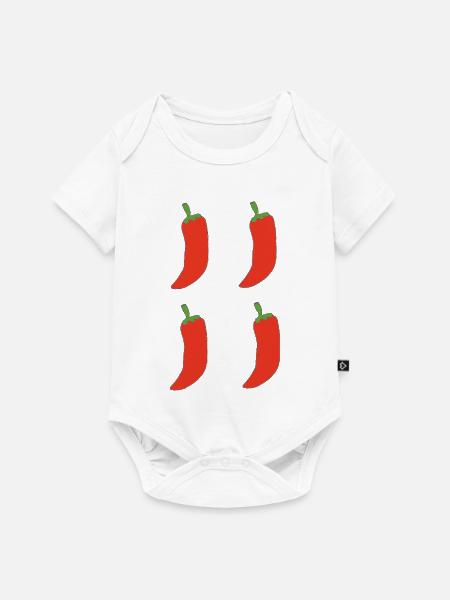 Vierfach Chili Muster - Baby Premium Kurzarmbody - Weiß