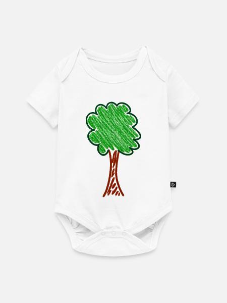Wachsmalwaldbaum - Baby Premium Kurzarmbody - Weiß