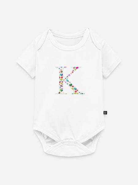 Personalisierbar Monogramm K Herzmuster - Baby Premium Kurzarmbody - Weiß