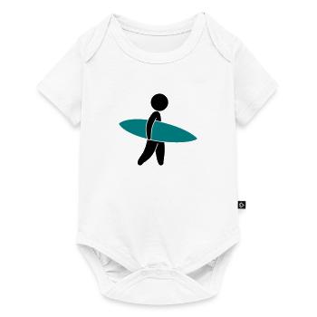 A surfer with his surfboard - Baby Premium short-sleeve bodysuit - white - Front