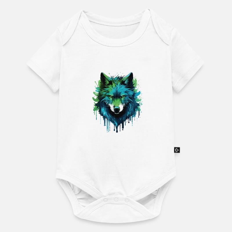 Loup Graffiti - Body à manches courtes Premium Bébé - blanc