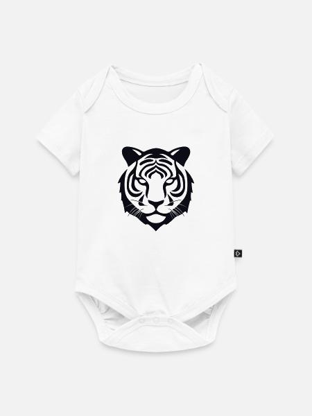Felin Dschungel-Tigerkopf - Baby Premium Kurzarmbody - Weiß