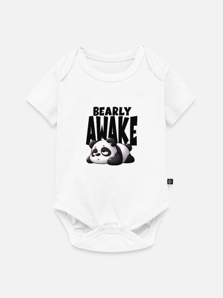 Pandabär wach - Baby Premium Kurzarmbody - Weiß